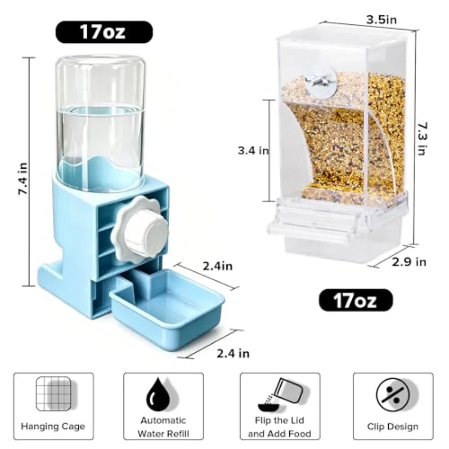 Automatic Bird Feeder And Water Dispenser Set For Parakeet Cages