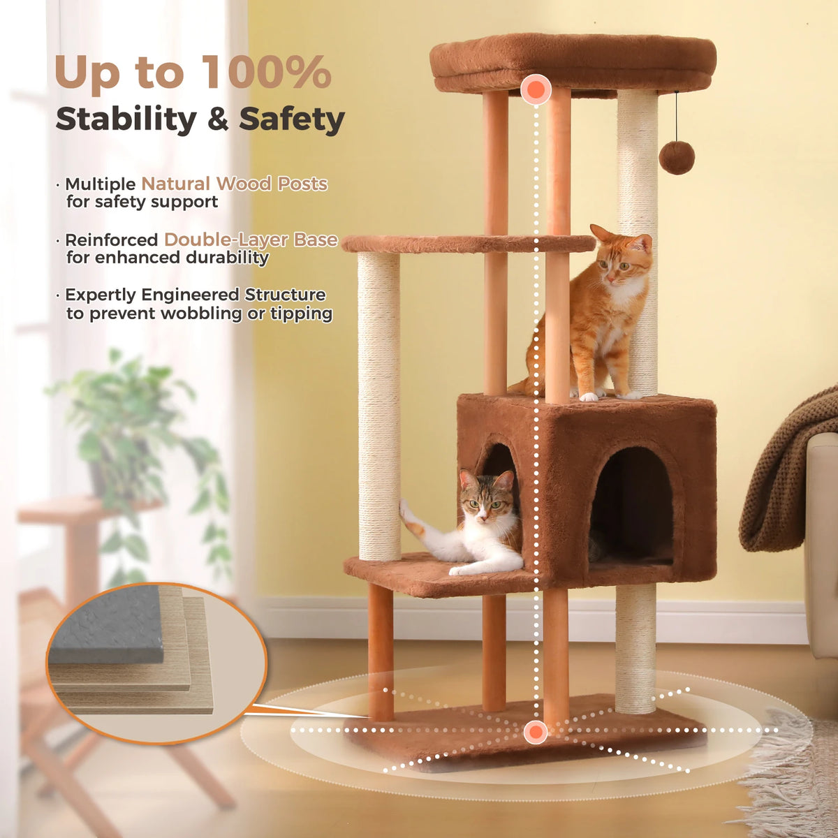 PAWZ Road Four Tier Cat Tree With Sisal Posts