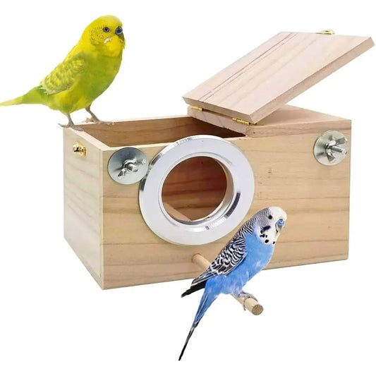 Parakeet Nest Box Budgie Nesting House Cockatiel Breeding Parrots Mating Box for Lovebirds Small and Medium-Sized Birds（S）