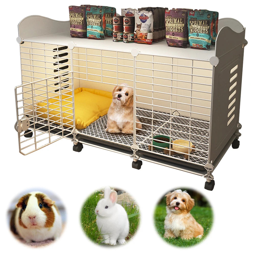Indoor Wire Dog Crate With Wheels And Slide Out Tray