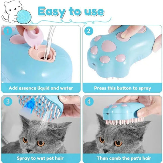 Premium Pet Steam Brush For Grooming And Shedding Massage Tool