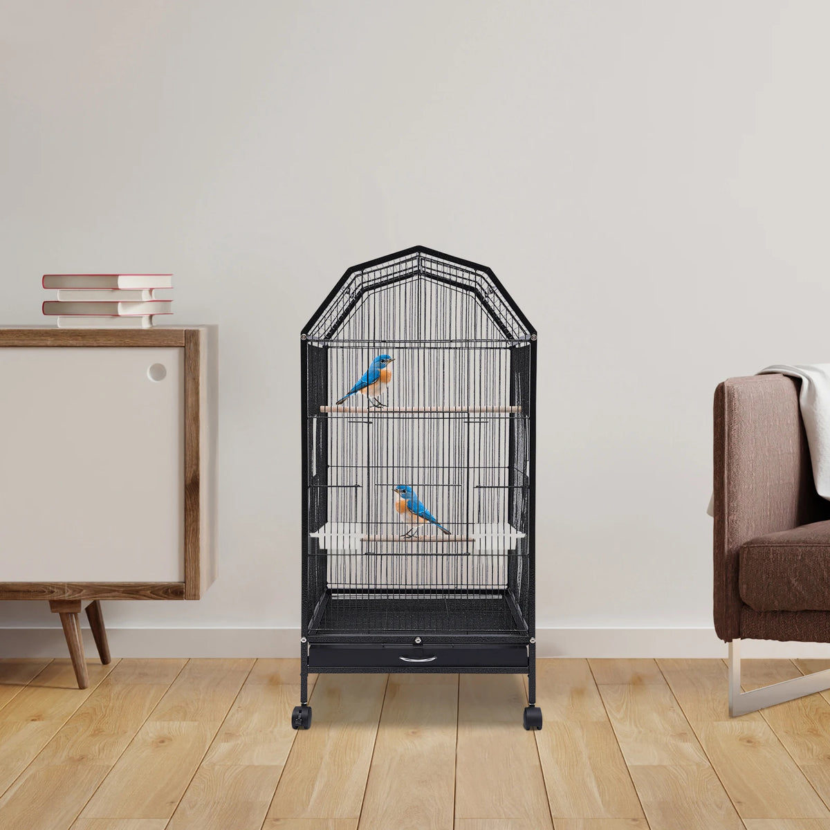 Metal Bird Flight Cage With Stand And Wheels For Parakeets