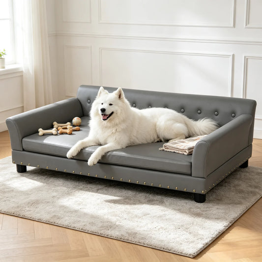 BINGOPAW Elevated Dog Sofa With Microfiber Cover Removable Cushion