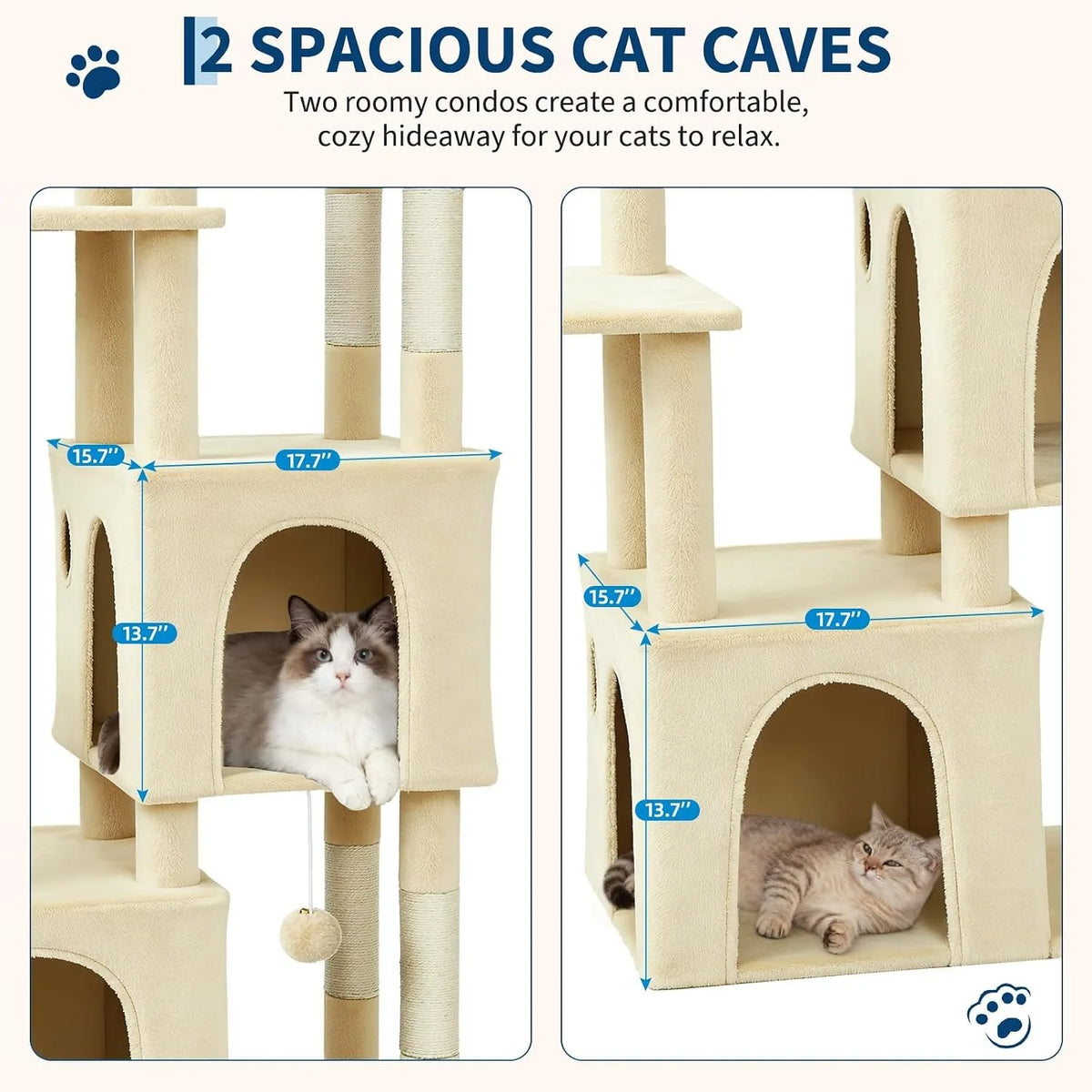 Multi Level Cat Tree With Scratching Posts And Hanging Toys
