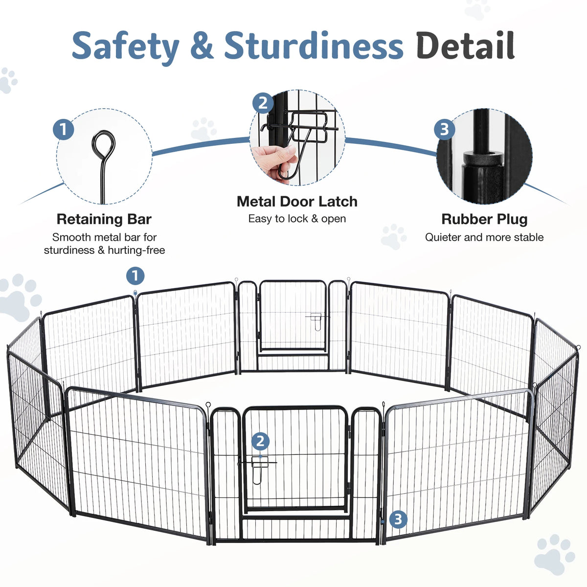 JHK Metal Dog Playpen Exercise Fence For Pets And Outdoors