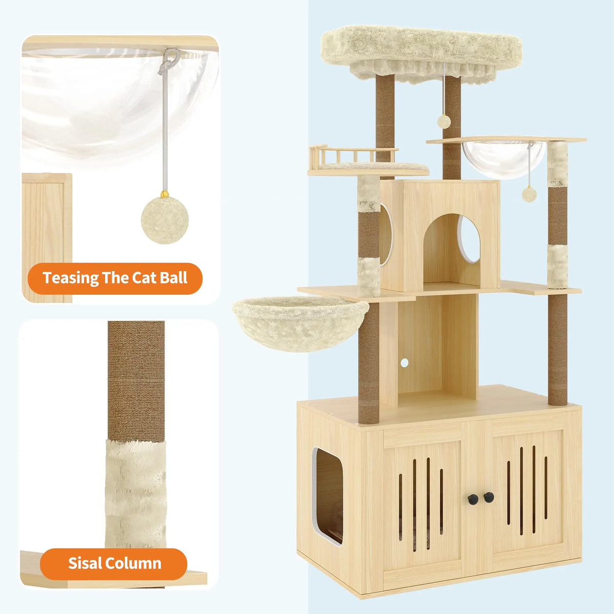 Studyset Multi Level Cat Tree With Hidden Litter Box