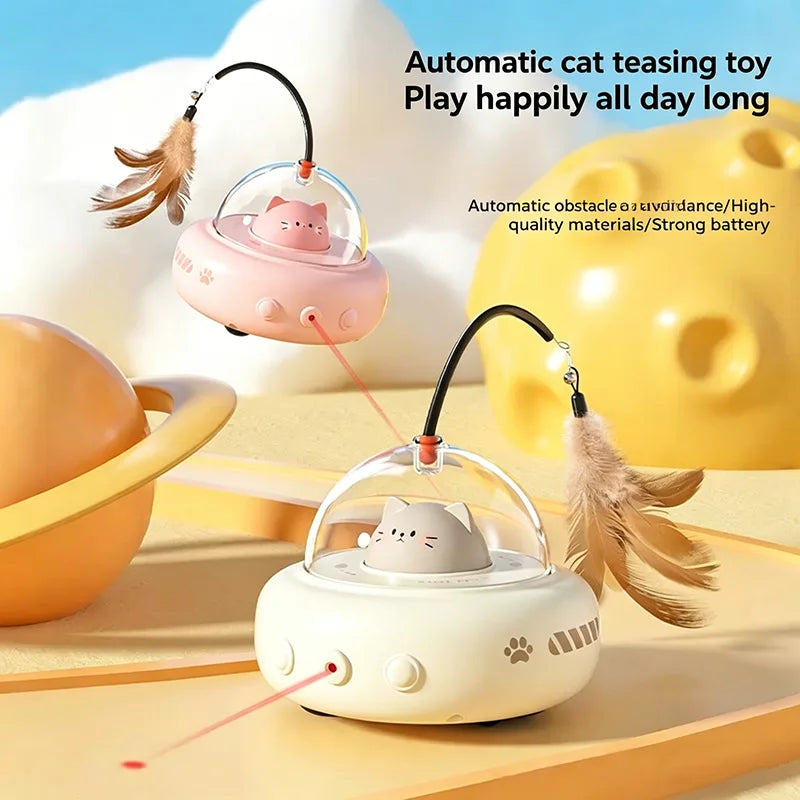 Automatic Electric Interactive Cat Laser And Feather Teaser Toy