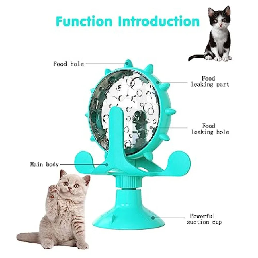Plastic Interactive Rotating Cat Dog Treat Dispenser Toy