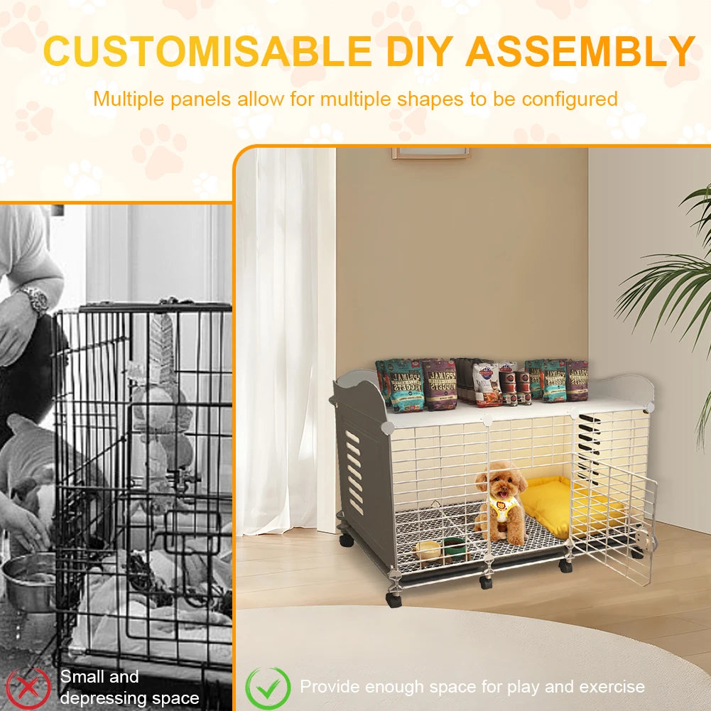 Indoor Wire Dog Crate With Wheels And Slide Out Tray