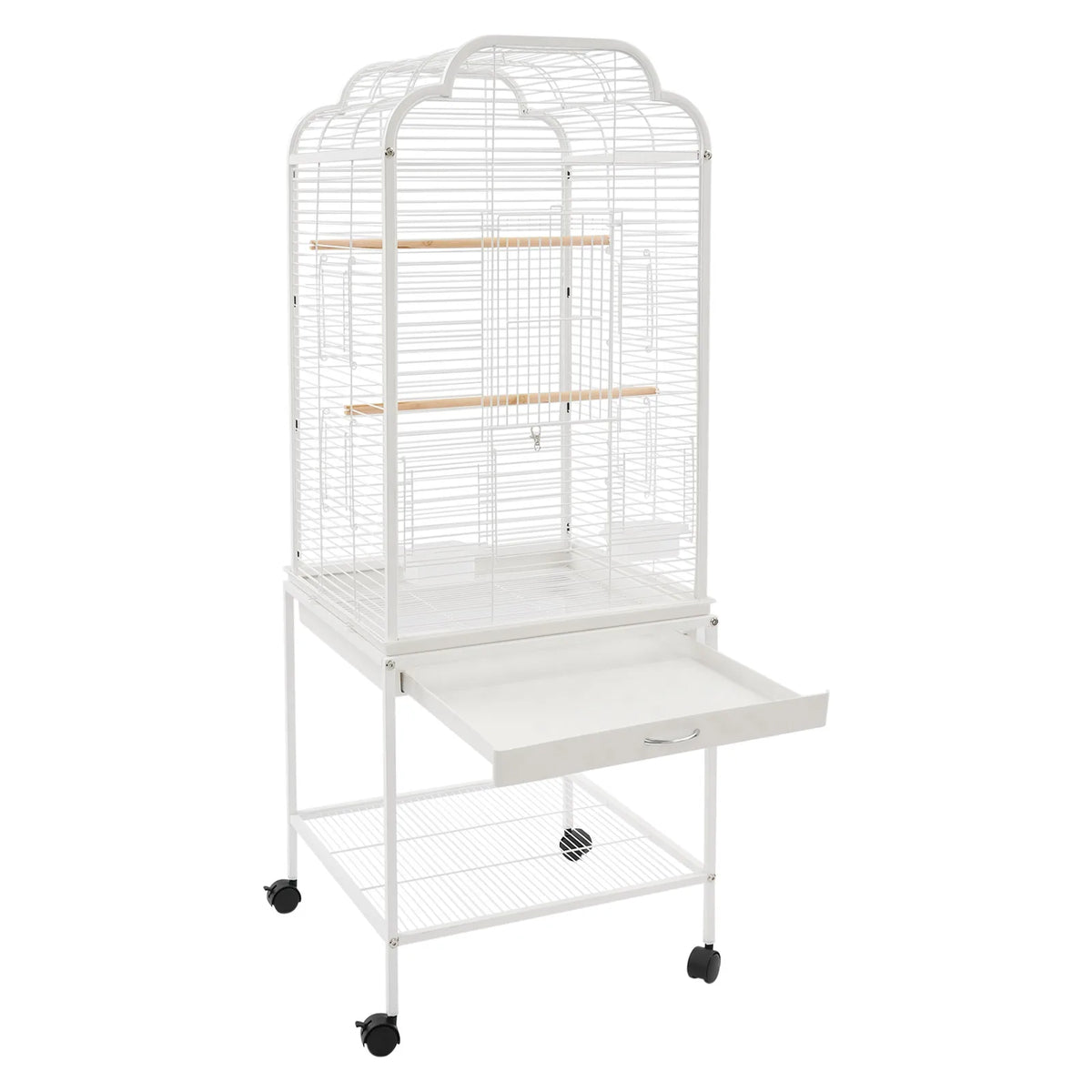 Rolling Bird Cage With Wheels Storage Shelf And Pullout Tray