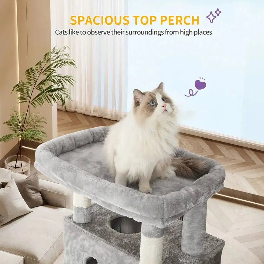 Multi Level Cat Tree Tower With Hammock And Scratching Posts