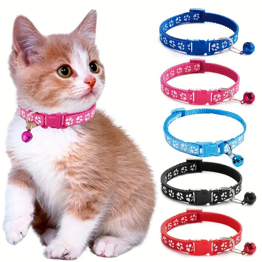 Decorative Adjustable Cat Collar With Bell And Ribbon