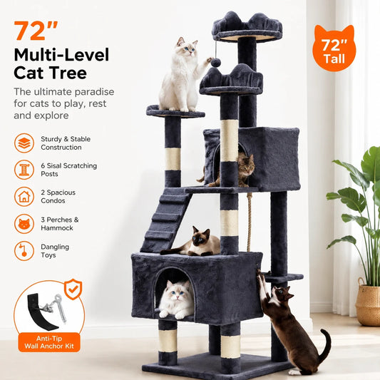 Premium Multi Level Cat Tree With Sisal Scratching Posts