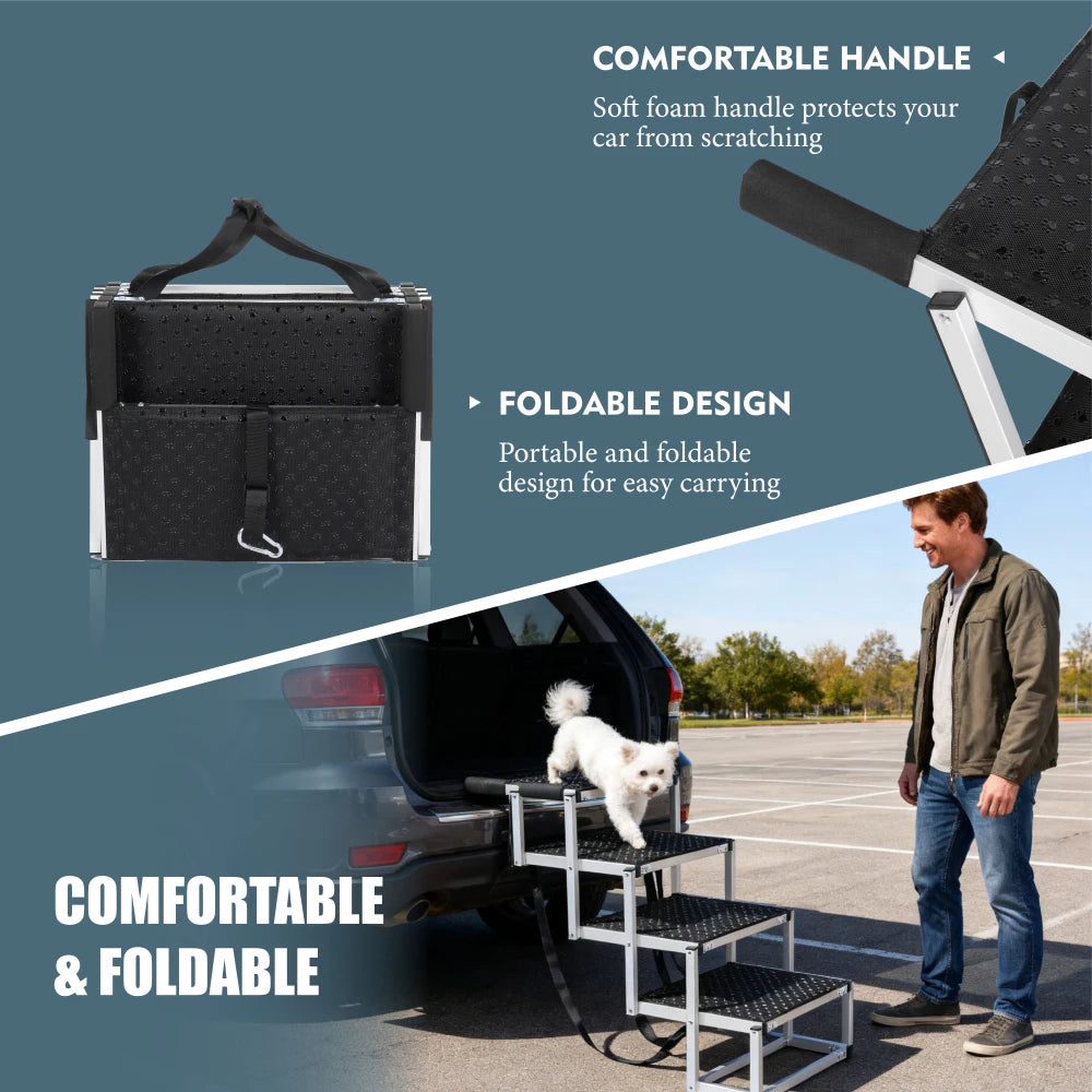 LISM Foldable Aluminum Dog Ramp With Non Slip Surface