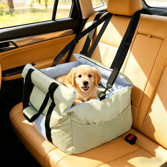 Borwart Portable Dog Car Seat With Safety Belt Washable Cover