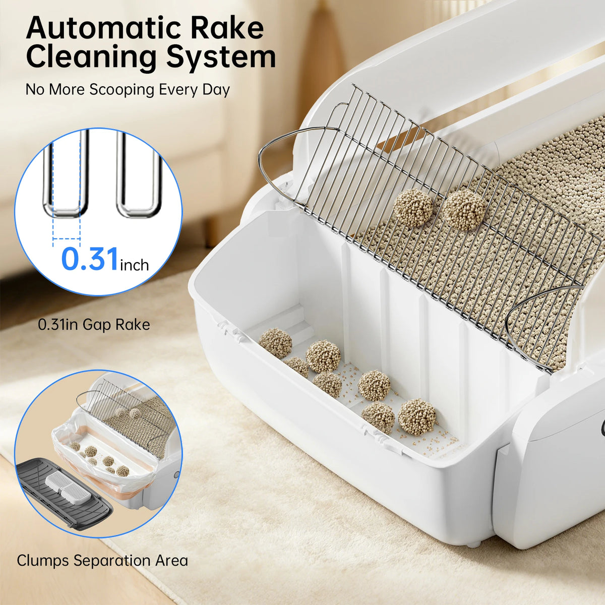 Smart App Automatic Self Cleaning Open Cat Litter Box