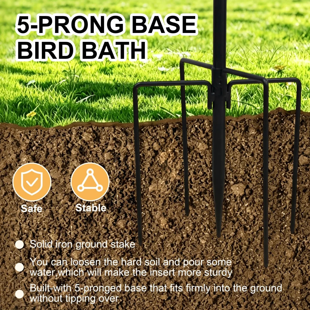 Freestanding Double Layer Bird Feeder With Bird Bath Stand