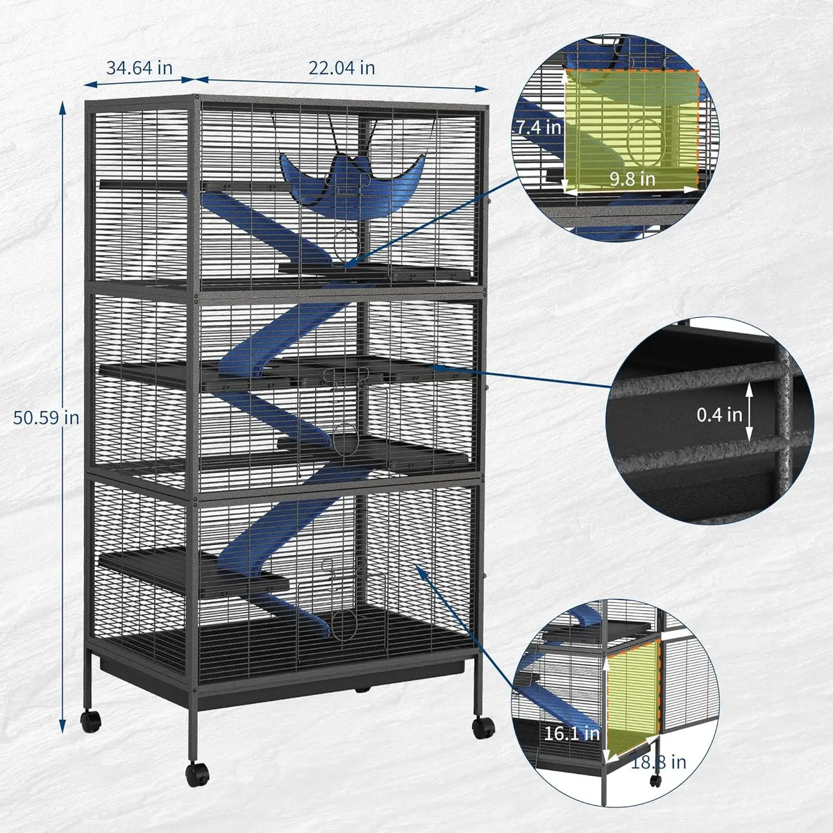 Multi Tier Metal Bird Cage Rolling Stand And Multiple Doors