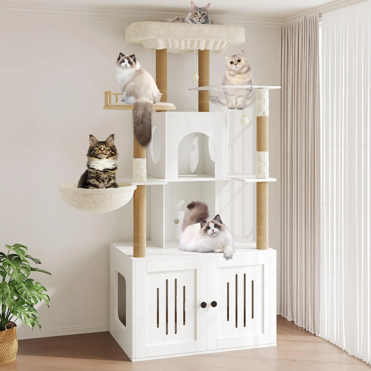 Studyset Multi Level Cat Tree With Hidden Litter Box