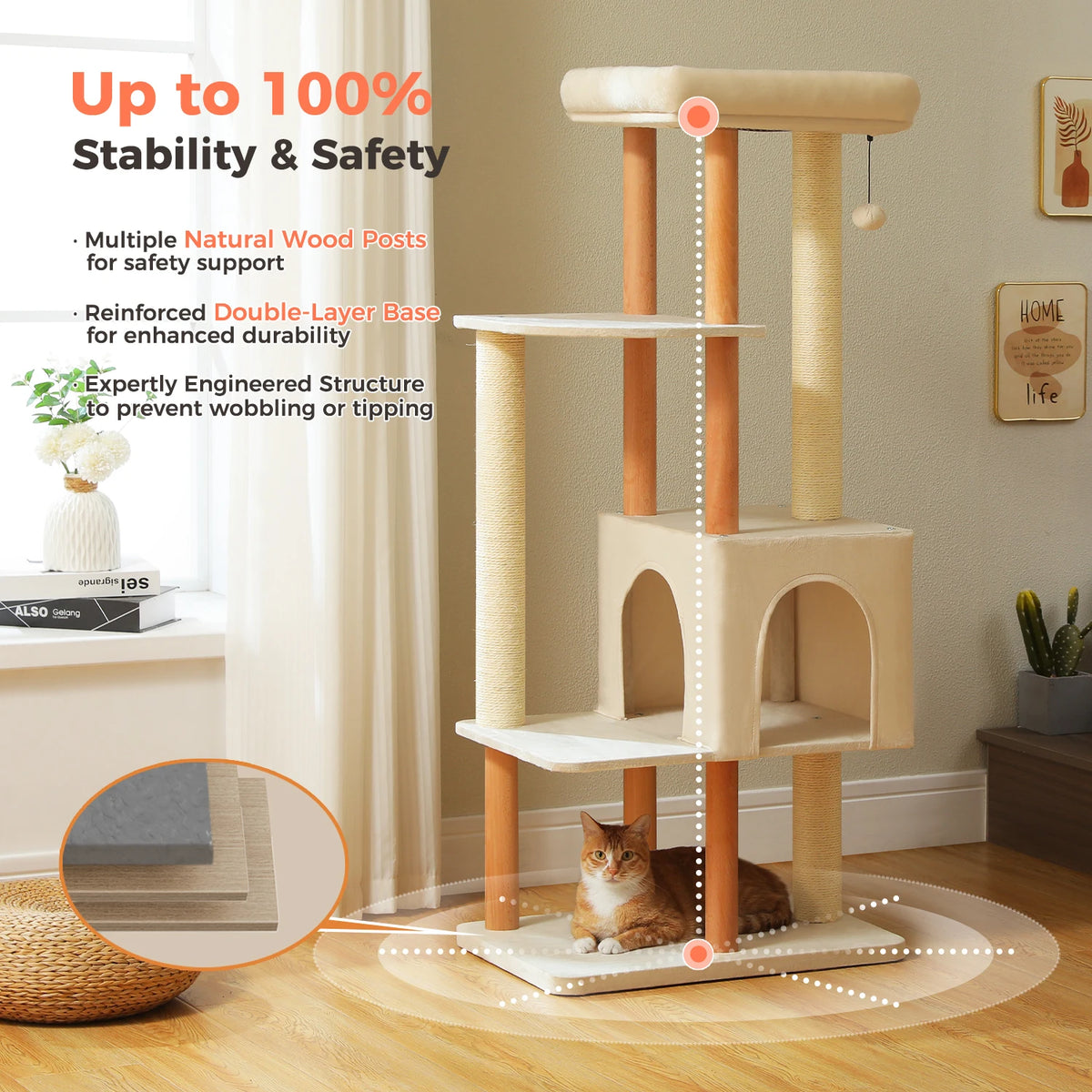 PAWZ Road Four Tier Cat Tree With Sisal Posts